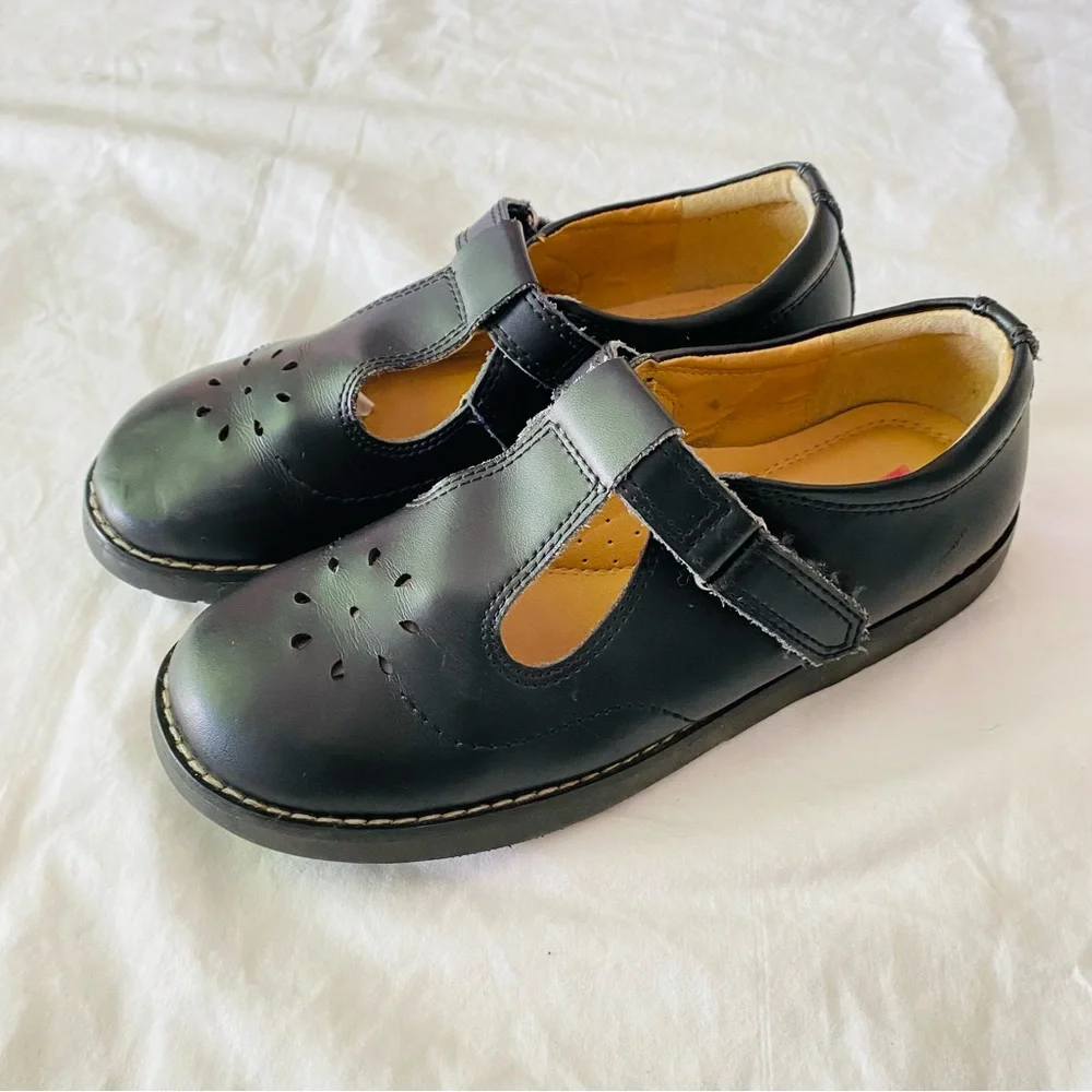 BKs GIRLS Black Shoes Strap Mary Janes Buckle Velcro School Uniform